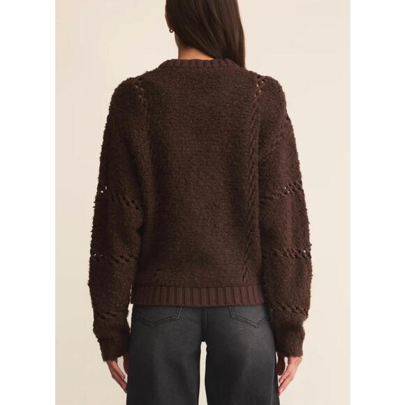 NEW Z SUPPLY sundance sweater jacket in chocolate cherry - Picture 3 of 6